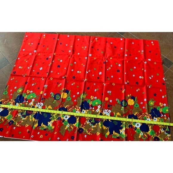 Vintage Floral Vibrant Flower Power Border Cranston Schwartz Liebman Red Blue - Picture 15 of 15